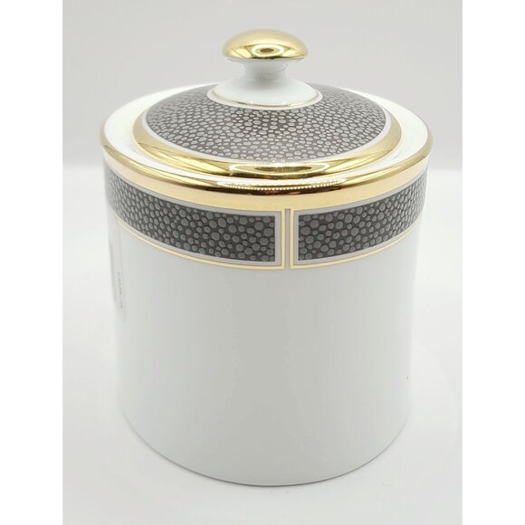 Wedgwood Shagreen Cocoa Sugar Bowl With Lid Chocolate Gold Porcelain New W/ Tags - Picture 4 of 9